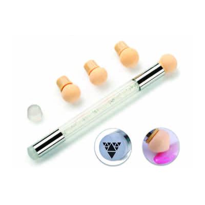 China Easy Apply SINA OEM Glitter Powder Picking Dotting Gradient Pen Brush Sponge Nail Art Tools Acrylic UV Gel Painting Dual Pen for sale