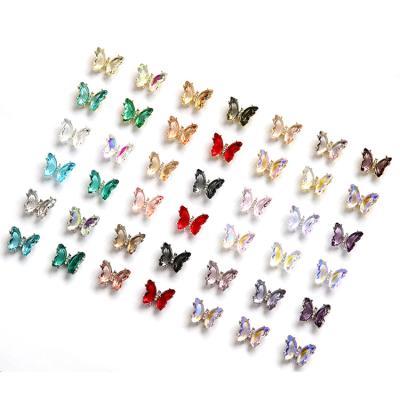 China 3d Nail Art Decorations Aurora Crystal Electroplate Rhinestones Butterfly Stud 2021 DIY Art Decoration Alloy 3D Zircon Nail for sale