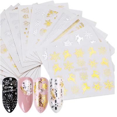 China 2d Private Label Gold and Silver Nail Art Decoration Custom Water Decals 2D Fasion DIY Nail Art Decoration Bronzing Nail Sticker for sale