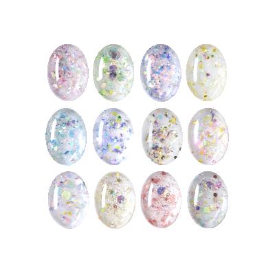 China 2020 10 Pcs Flat Bottom Glass Bean Round Bead Oval Heart Square Water Drop Shape Eco-friendly Transparent Nail Gel Polish Display for sale