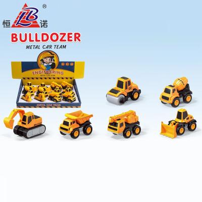 China 12 PCS/BOX Pull Back Diecast Cargo Trucks Truck Pull Back Diecast Models Toy Vehicle For Kids Crane Back Truck Model Diecast Toy For Kids for sale