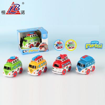 China 4 Colors Friction Function Diecast Toys Diecast Model Buses For Kids 2021 Hot Sale Toys Juguetes De Friction Metal Diecast Buses With 1/100 for sale