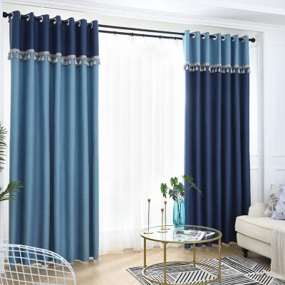 China Curtains Sunshade Insulation Solid Color Living Room Bedroom Insulated Canvas Splicing Balcony In Full Blackout for sale