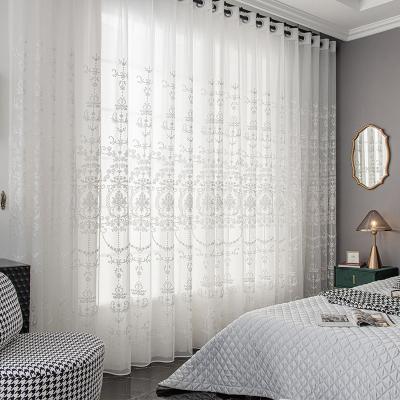 China Insulated Translucent White Embroidered No Blackout Sheer Curtain for sale