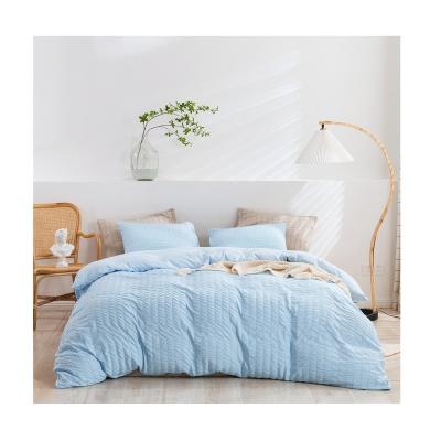 China China Supplier Sky Blue 100% Polyester Fiber Bedding Duvet Cover Set Cut Flower Bedding Comforter Cover Three Piece Set for sale