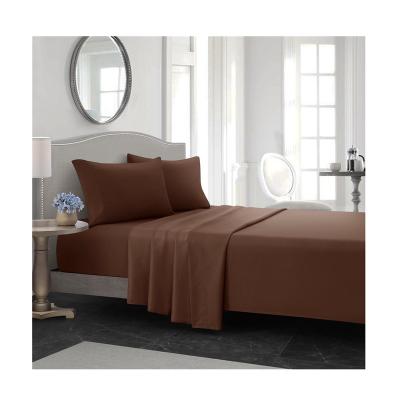 China Modern Manufacturer Wholesale Coffee 100% Polyester Plain Dyed Sanding Four-Piece Bedding Set for sale