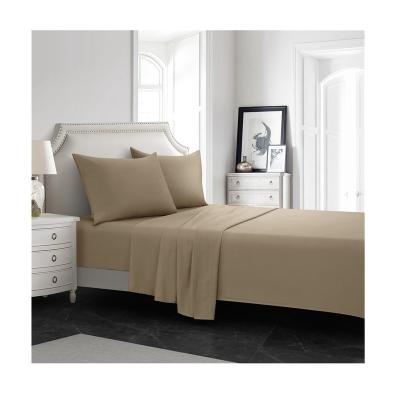 China Factory Wholesale Price Modern Khaki 100% Polyester Plain Dyed Sanding Four-Piece Bedding Set for sale