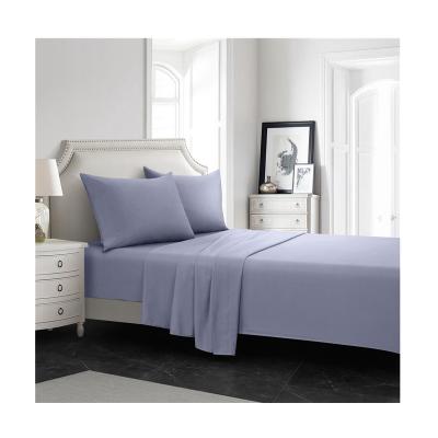 China Modern China Supplier Blue-Violet 100% Polyester Plain Dyed Sanding Four-Piece Bedding Set for sale