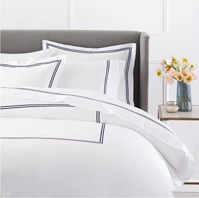 China Nondisposable Navy Blue 400 Thread Count Cotton Hotel Bedding Set for sale