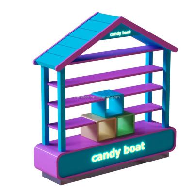 China MDF House Shape Candy Display Stand Display Shelving And Candy Shop 3d Design Candy Display For Sale for sale