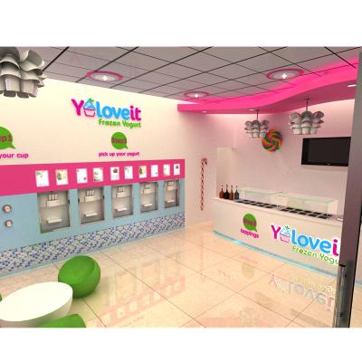 China High Quality 3D Frozen Yogurt Shop Design Ice Cream Shop Furniture Candy Counter For Frozen Yogurt Shop for sale