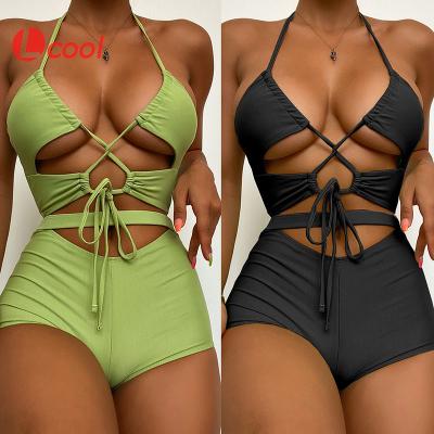 China Lcool New Arrival Women's Swimwear Breathable Beachwear High Waisted Mini Micro Bikini for sale