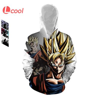 China Anti-wrinkle Lcool 3D Print Pullover Hoodie Sweatshirt With Kangaroo Pocket Super Goku Saiyan Hoodie for sale