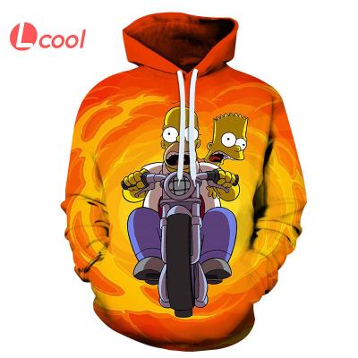 China Anti-wrinkle Lcool Fashion Print Cartoon Designs 3D Sublimation Fun Simpsons Printed Hoodie for sale