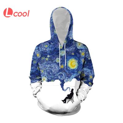 China New Style Lcool Anti-Wrinkle Pullover 3D Starry Sky Print Long Sleeve Hoodies Starry Night Couples Printed Hoodies for sale