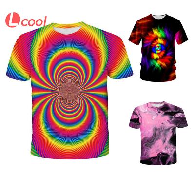 China Lcool custom Anti-wrinkle all over women's digital dazzle 3d sublimation child size xxxxxxl colorful T-shirts for sale