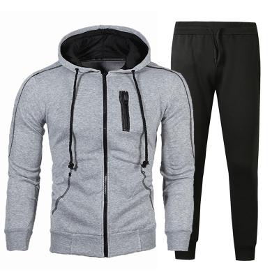 China Lcool Breathable Mens Sports Wear Tracksuit Hoodie Tracksuit Set Polyester Mens Sports Clothing Set for sale