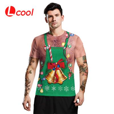 China Lcool QUICK DRY New Christmas Fasion Men's T Shirts Funny Digital Printing 3D Design T Shirt For Men for sale