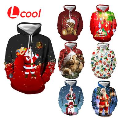 China Custom High Quality Anti-wrinkle Lcool Printing Hoodies Drawstring Pullover Christmas Sweatshirt With Pocket for sale