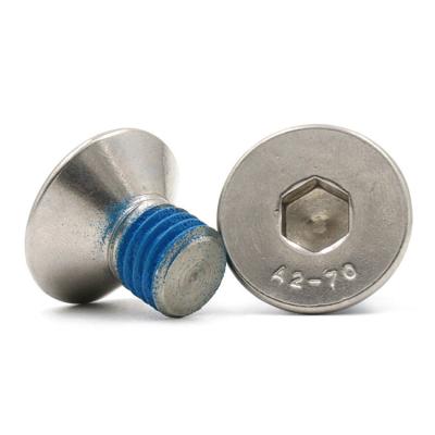 China Pan Stainless Steel Hex Socket M2 Flat Head Nylon Patch Screw for sale