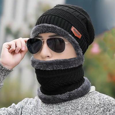 China Sale Men's Beanies Winter Hats Warm Warm Wool Scarf Set Outdoor Knitted Knitted Hat Recycling Scarf Set For Men for sale