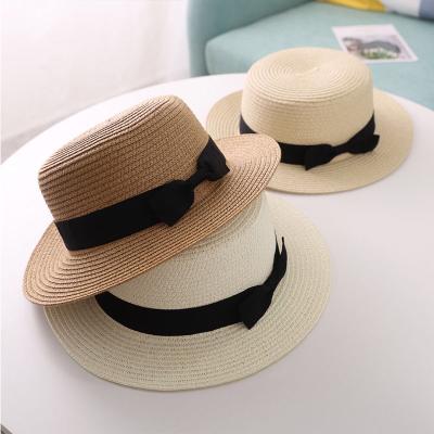 China Outdoor Beach Sun Straw Hat For Women Bowknot Hats Panama Paper Straw Hat Summer Travel Character for sale