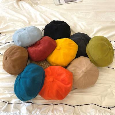 China French Octagonal Hat Autumn Winter Wool Beret Hat Girls Berets Comfortable Wholesale Ladies Retro Berets For Women for sale