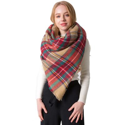 China Cashmere Friendly Shawls Pashmina Women Design Winter Skin Fashion Square Plaid Printed Scarves for sale