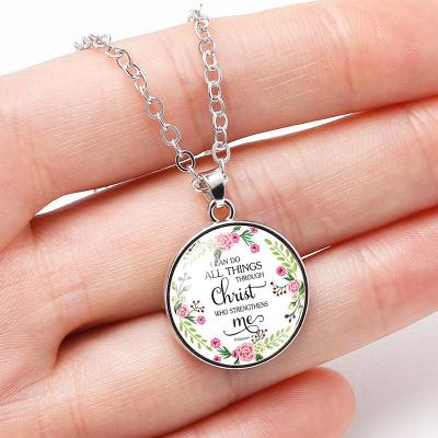 China Classic Women Jewelry Fashion Quotes Round Pendant Chain Necklace for sale