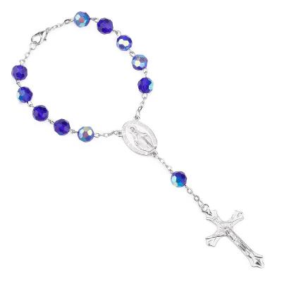 China Komi Catholicism Gift Religious Fatima Crystal Beads Cross Pendant Prayer Rosary Bracelet 2022 for sale