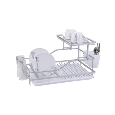 China Sustainable Factory Directly Supply Sustainable Attractive Dish Rack Without Drill Sink PVC Bottom Tray Cutlery Basket for sale