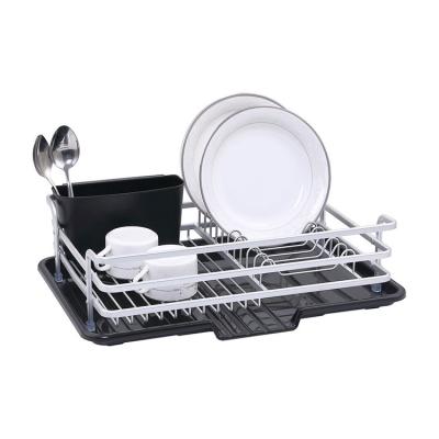 China Expense Viable Drainable Metal Family Large Capacity Space Saving Aluminum Dish Rack For Kitchen Countertop And Utensil Holder for sale