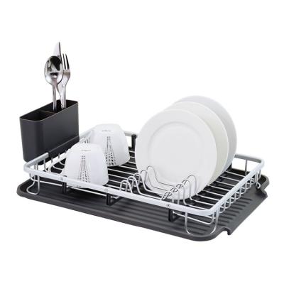 China Wholesales Viable Airing Modern Design Non Slip Single Row Dish Rack With Cutlery Basket For Kitchen Dish Racks for sale