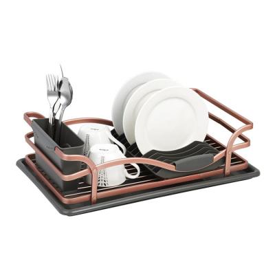 China Large Capacity Sustainable Metal Dish Mounted Storage Rack For Counter Organization And Storage With Drain Board Dish Rack for sale