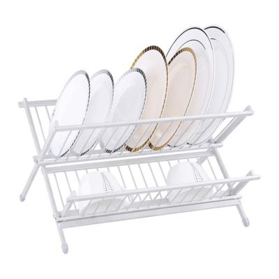 China Durable Space Saving Drill Free Anticorrosion Sturdy Dish Rack 2 Layers For Glass Cups And Holding Dishes Utensils for sale