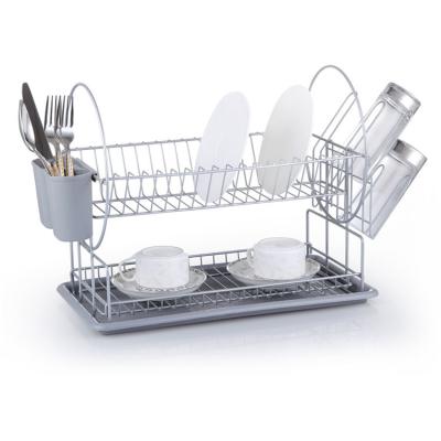 China Viable Factory Directly Supply Metal 2 Tier Black Popular Non-Toxic Dish Drainer Rack For Kitchen Countertop for sale