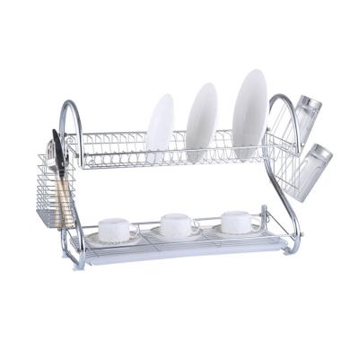 China Viable Factory Directly Supply Popular Metal Tier Non-Toxic Dish Dish Rack Rack 2 Drip Tray For Kitchen Plate Racks for sale