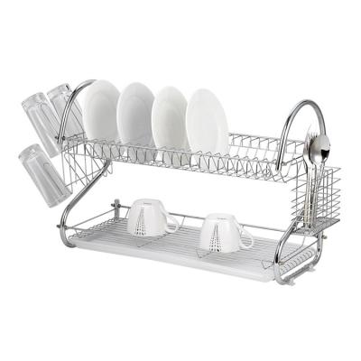 China Sustainable High Quality Kitchen Anticorrosion Large Capacity 2 Layers Stainless Steel Dish Storage Rack With Drawer Tray for sale