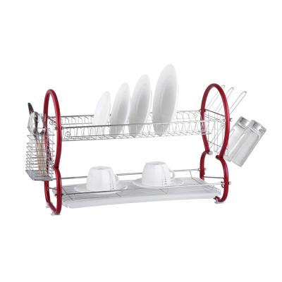 China Popular Drainable Attractive Dish Viable Wholesales 2 Tier Dish Drying Rack Drains for Glass Cups and Stake Dishes Utensils for sale