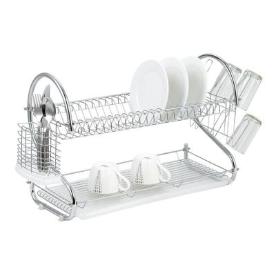 China Durable Anti-Corrosion 2 Tier Kitchen Sink Rack Dish Drying Rack Sturdy With Drainer Cup Utensil And Cutlery Organizer Holder for sale