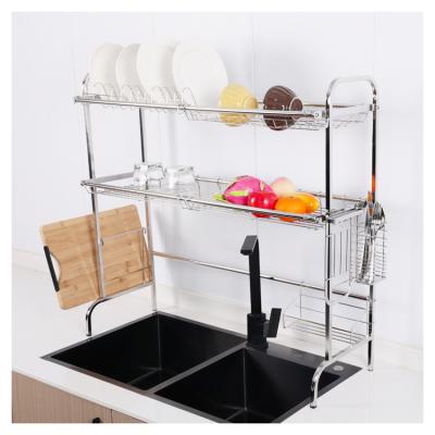 China Viable Wholesales Expandable Standing Type Stainless Steel Metal Kitchen Rack Dish Dryer With Cutlery Cup Utensil Organizer Holder for sale