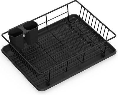 China Sustainable Kitchen Accessories Dish Drainer Racks Dish Rack Kitchen With Drain Board Dish Rack for sale