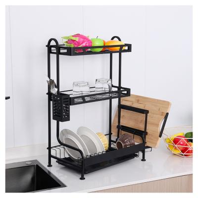 China Sustainable Easy Cleaning Tasteless Standing Type 3 Tier Dish Rack For Counter Organization And Storage With Drain Board Dish Rack for sale