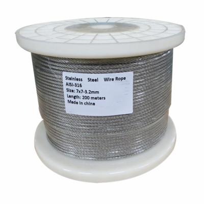 China Rope Factory Supply 316 Stainless Steel Wire Rope in Reels for sale