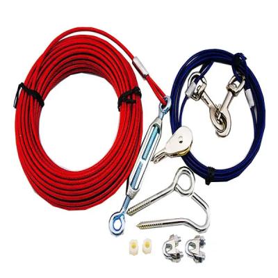 China Stocked Dog Tie Out Cable for Camping 30ft Portable Overhead Trolley System for Dog tie out leash  Outdoor for sale