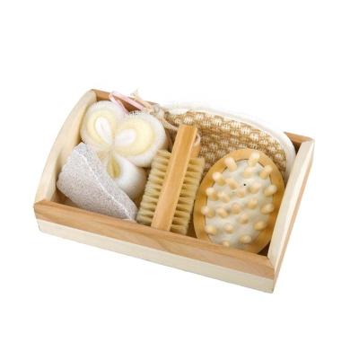 China Eco-Friendly Eco-Friendly Handcrafted Wooden Bathroom Bath Shower Gift Set for sale