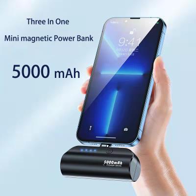 China Mini New Design Mini 5000 mAh Capsule Super Magnetic Power Bank Portable Charger For Mobile Phone Earphone Electronic Equipments for sale