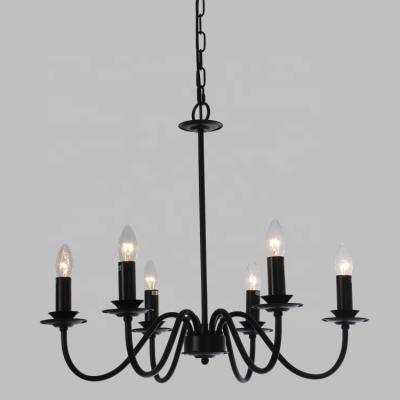 China Zhongshan Miyuan Farmhouse 6 Lights Retro Black Farmhouse Chandelier Bulb Chandeliers E14 Pendant Light for sale