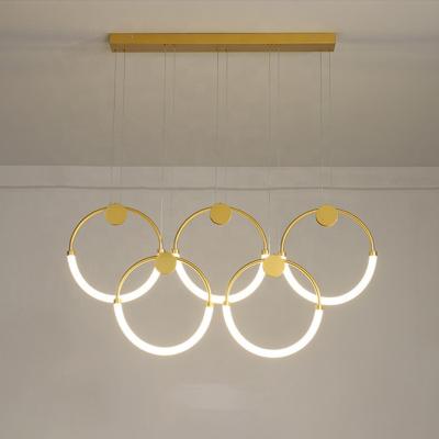 China New Style Modern Lampara Ring Circle LED Pendant Lamp Chandeliers for sale