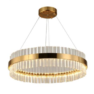 China Modern Hot Selling Gold Color Round Pendant Lighting Contemporary Lead Crystal Chandeliers for sale